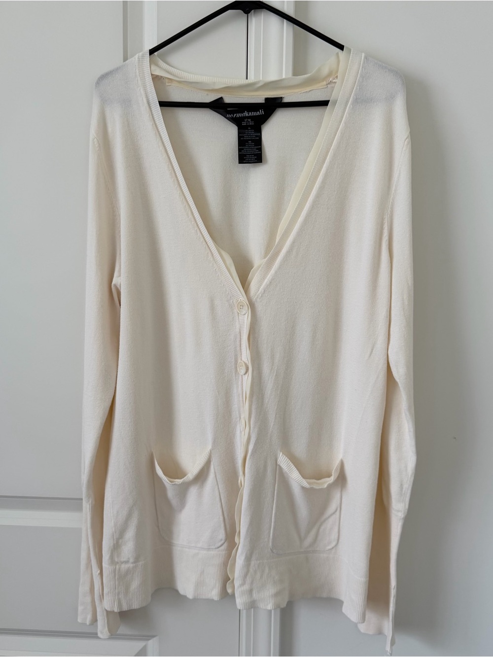 Revolve Norma Kamali Milk Slim Longline Button Front Pocket Cardigan XL Neutral